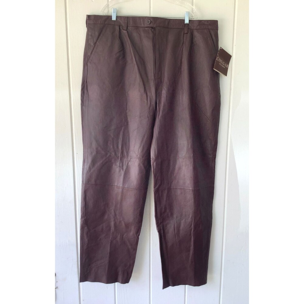 Vintage Cougar Leather Pants Chocolate Brown Size 46x30 Understated Luxury EUC